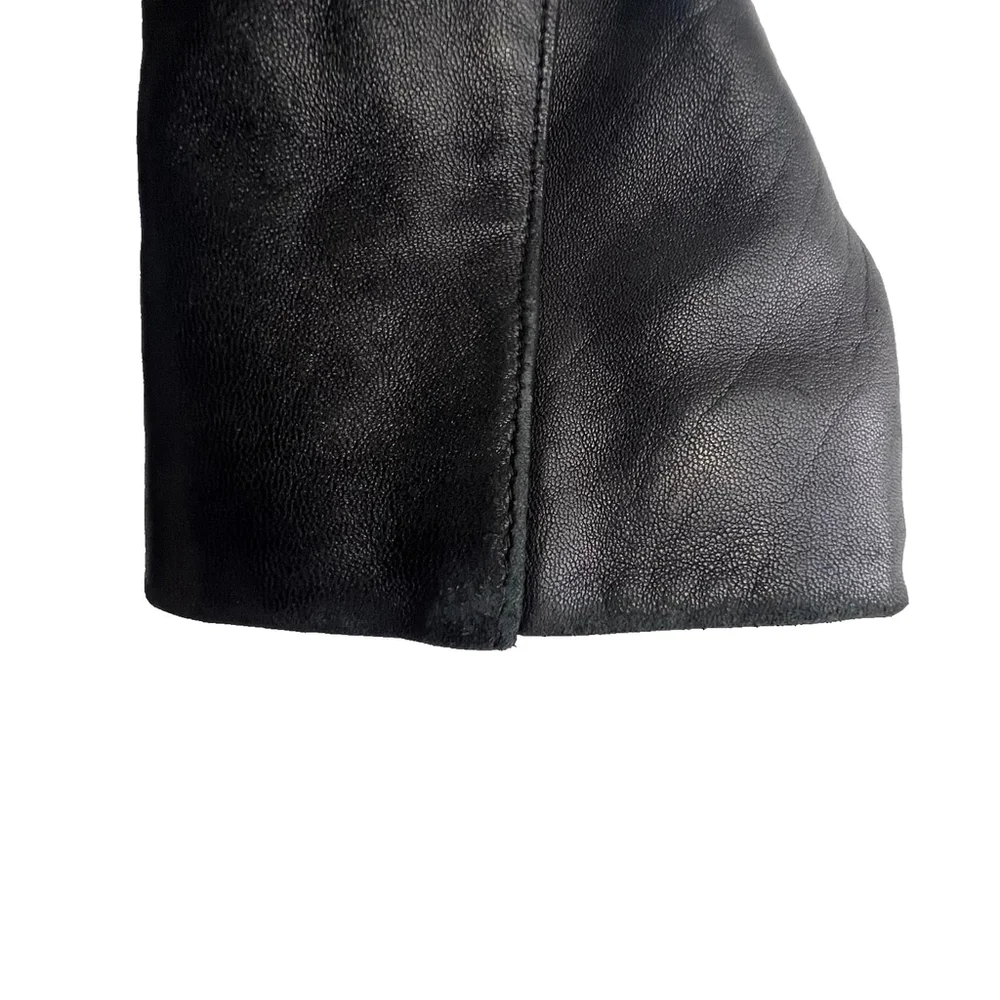 Marc New York Women L Black Genuine Leather Jacket Coat | Pockets, Lined 90s Lux - Picture 9 of 15
